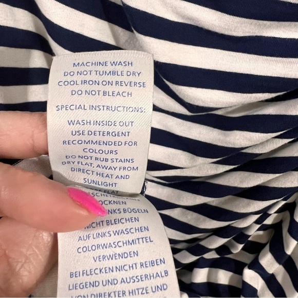 Boden Crossover Ruched Nautical Striped Midi Dress Size 8L - Picture 10 of 10